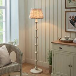 Netlighting Carnaby Almond White Floor Lamp Fabric Ikat Shade 35cm B22 - thumbnail 2