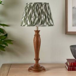 First Choice Lighting Set of 2 Rutherford - Dark Wood 47cm Table Lamps with Ikat Shade in Natural - thumbnail 5
