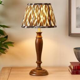First Choice Lighting Set of 2 Rutherford - Dark Wood 47cm Table Lamps with Ikat Shade in Natural - thumbnail 8