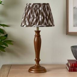 First Choice Lighting Set of 2 Rutherford - Dark Wood 47cm Table Lamps with Ikat Shade in Natural - thumbnail 9