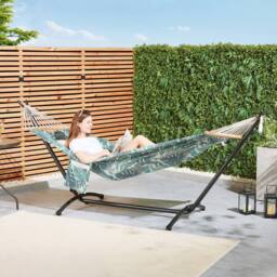 VonHaus 1 Person Freestanding Outdoor Hammock with Stand in Green - Size: 1 Pack - thumbnail 1
