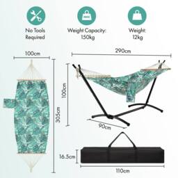 VonHaus 1 Person Freestanding Outdoor Hammock with Stand in Green - Size: 1 Pack - thumbnail 9