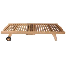 Charles Bentley Solid Wooden Teak Garden Patio Reclining Sun Lounger Sunbed in Brown - thumbnail 4