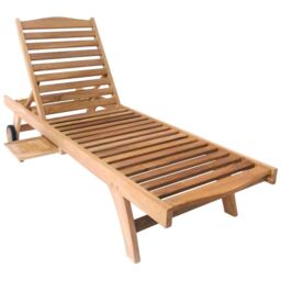 Charles Bentley Solid Wooden Teak Garden Patio Reclining Sun Lounger Sunbed in Brown