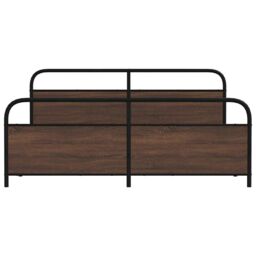 Berkfield Home Metal Bed Frame without Mattress Brown Oak 180x200 cm Super King - thumbnail 5