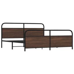Berkfield Home Metal Bed Frame without Mattress Brown Oak 180x200 cm Super King - thumbnail 3