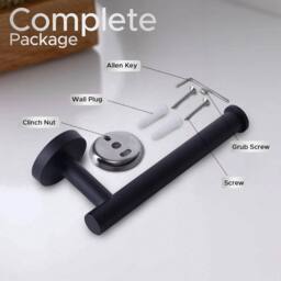 FLAVORA Stainless Steel Toilet Paper Holder Matte Black - Size: 180 cm width x 180 cm drop - thumbnail 2