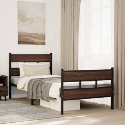 Berkfield Home Elegant Bed Frame without Mattress with Headboard & Footboard 8 in Brown - thumbnail 2