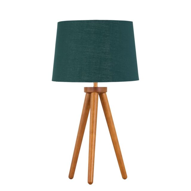First Choice Lighting Voyage - Dark Oak Table Lamp or Bedside Light with Green & Gold Shade in Brown - image 1