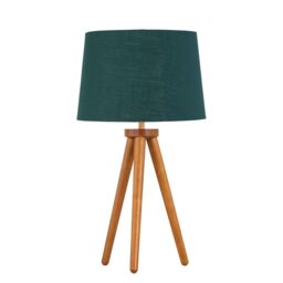 First Choice Lighting Voyage - Dark Oak Table Lamp or Bedside Light with Green & Gold Shade in Brown