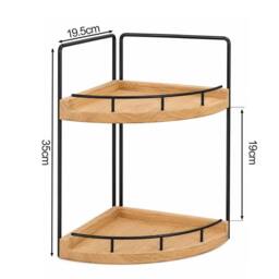 Kelvenix 2-Tier Corner Bathroom Counter Organizer Shelf in Brown - Size: 0.6m2 - thumbnail 2