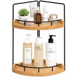 Kelvenix 2-Tier Corner Bathroom Counter Organizer Shelf in Brown - Size: 0.6m2