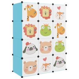 Berkfield Home Cube Storage Cabinet for Kids with 12 Cubes Blue PP - thumbnail 2