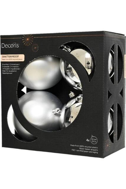 Kaemingk Polystyrene Christmas Bauble (Pack of 4) in Silver