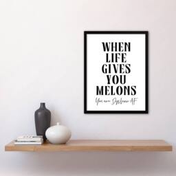 Artery8 When Life Gives You Melons Dyslexic AF Funny Framed Wall Art Print in White - Size: A4 - thumbnail 4