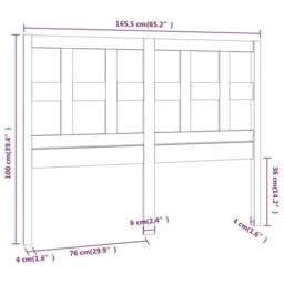 Berkfield Home Bed Headboard Grey 165.5x4x100 cm Solid Wood Pine - thumbnail 6