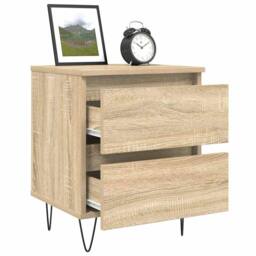 Berkfield Home Bedside Cabinet Sonoma Oak 40x35x50 cm Engineered Wood in Light Brown - Size: 40 x 35 x 50 cm - thumbnail 4