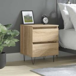 Berkfield Home Bedside Cabinet Sonoma Oak 40x35x50 cm Engineered Wood in Light Brown - Size: 40 x 35 x 50 cm - thumbnail 2