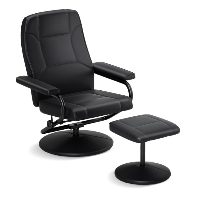 Costway Reclining Chair 360°Swivel Recliner with Adjustable Backrest in Black - image 1