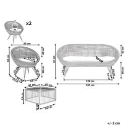 Wyld and Coco 4 Seater Natural Rattan Sofa Set Coffee Table and Light Beige Cushions - thumbnail 3