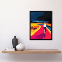 "Artery8 Bicycle Dream Bike Ride Colourful Landscape Framed Art Print in Blue - Size: W12"" x H16""" - thumbnail 4