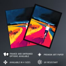 "Artery8 Bicycle Dream Bike Ride Colourful Landscape Framed Art Print in Blue - Size: W12"" x H16""" - thumbnail 2