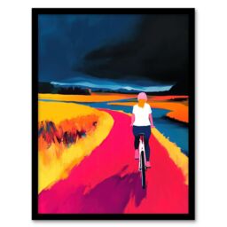 "Artery8 Bicycle Dream Bike Ride Colourful Landscape Framed Art Print in Blue - Size: W12"" x H16""" - thumbnail 1