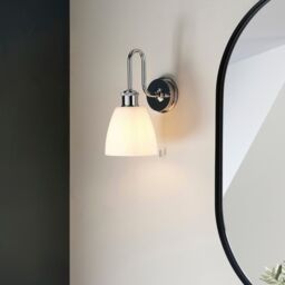 Loops Chrome Plated Bathroom Wall Light & Opal Glass Shade IP44 Rated Knurled Detail in Clear - thumbnail 5