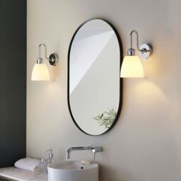 Loops Chrome Plated Bathroom Wall Light & Opal Glass Shade IP44 Rated Knurled Detail in Clear - thumbnail 4