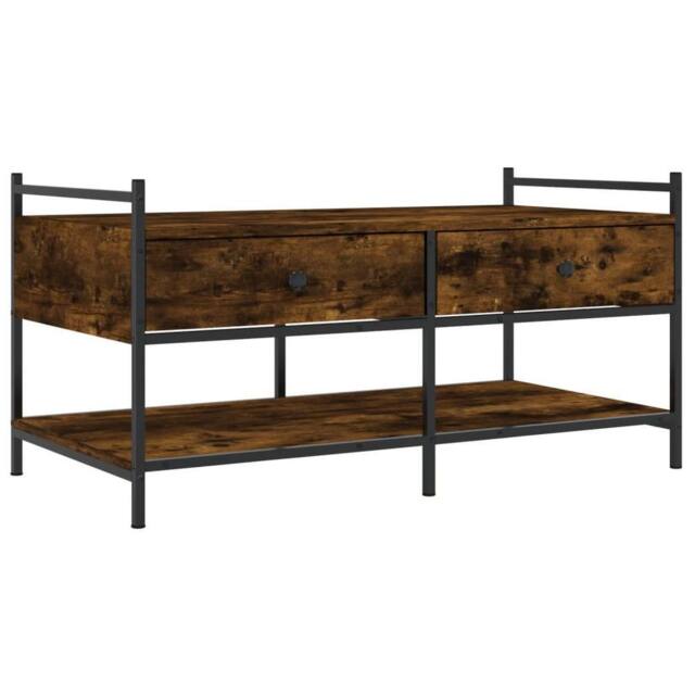 Berkfield Home Coffee Table Smoked Oak 99x50x50 cm Engineered Wood in Brown - Size: 99 x 50 x 50 cm - image 1