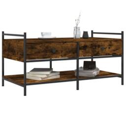 Berkfield Home Coffee Table Smoked Oak 99x50x50 cm Engineered Wood in Brown - Size: 99 x 50 x 50 cm - thumbnail 3