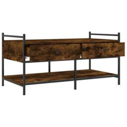 Berkfield Home Coffee Table Smoked Oak 99x50x50 cm Engineered Wood in Brown - Size: 99 x 50 x 50 cm - thumbnail 5