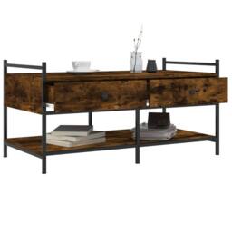 Berkfield Home Coffee Table Smoked Oak 99x50x50 cm Engineered Wood in Brown - Size: 99 x 50 x 50 cm - thumbnail 4