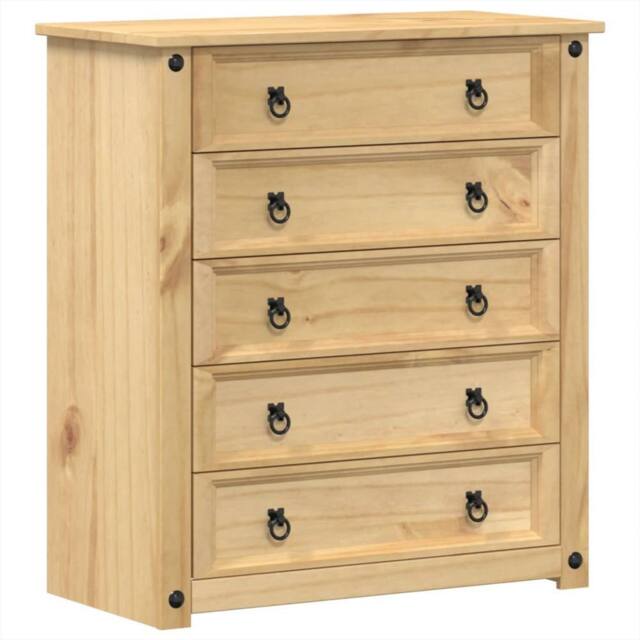 Berkfield Home Chest of Drawers Corona 80x40x89 cm Solid Wood Pine in Brown - Size: 80 x 40 x 89 cm - image 1