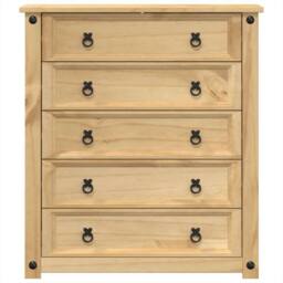 Berkfield Home Chest of Drawers Corona 80x40x89 cm Solid Wood Pine in Brown - Size: 80 x 40 x 89 cm - thumbnail 4
