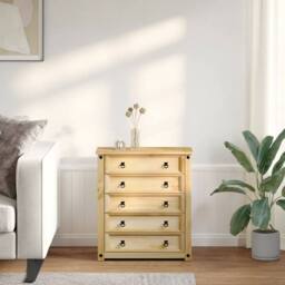 Berkfield Home Chest of Drawers Corona 80x40x89 cm Solid Wood Pine in Brown - Size: 80 x 40 x 89 cm - thumbnail 3