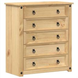 Berkfield Home Chest of Drawers Corona 80x40x89 cm Solid Wood Pine in Brown - Size: 80 x 40 x 89 cm