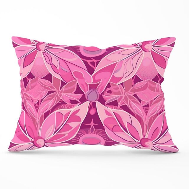 Warren Reed - Designer Pink Abstract Floral Design Cushions - Size: 60 cm x 60 cm - image 1