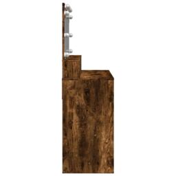 Berkfield Home Dressing Table with LED Smoked Oak 80x41x134.5 cm in Brown - thumbnail 6