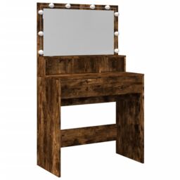 Berkfield Home Dressing Table with LED Smoked Oak 80x41x134.5 cm in Brown - thumbnail 2