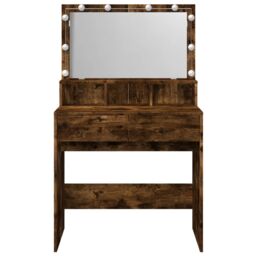 Berkfield Home Dressing Table with LED Smoked Oak 80x41x134.5 cm in Brown - thumbnail 5