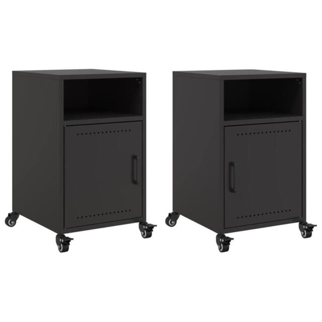 Berkfield Home Bedside Cabinets 2 pcs Black 36x39x59 cm Steel - Size: 36 x 39 x 59 cm - image 1