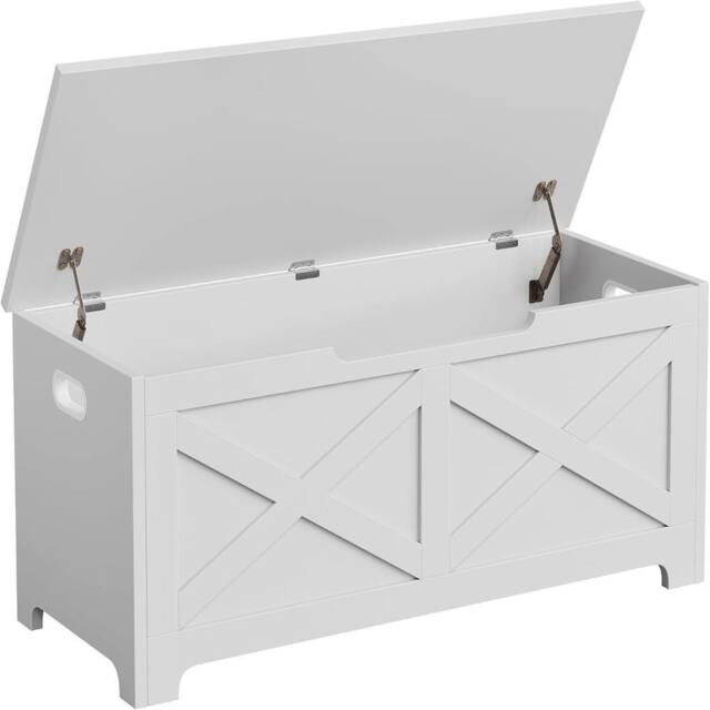 London Boutique Kids Toy Box Storage Chest 100x40x45cm Ottoman Storage Bench in White - Size: 100 x 40 x 45 cm - image 1