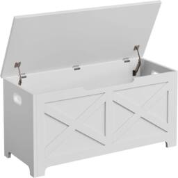 London Boutique Kids Toy Box Storage Chest 100x40x45cm Ottoman Storage Bench in White - Size: 100 x 40 x 45 cm