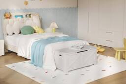 London Boutique Kids Toy Box Storage Chest 100x40x45cm Ottoman Storage Bench in White - Size: 100 x 40 x 45 cm - thumbnail 7