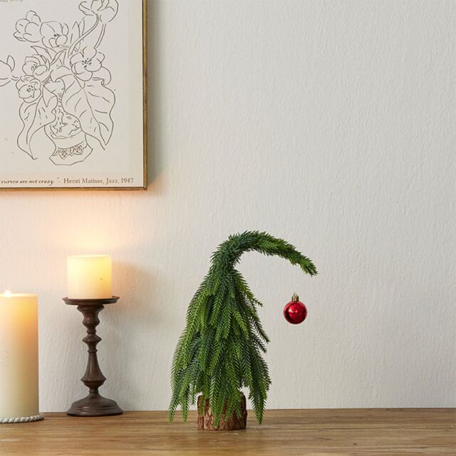 Leaper Crooked Neck Christmas Tree Home Desktop Ornament in Green - Size: 45 cm - image 1