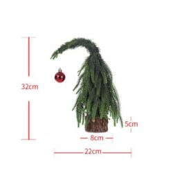 Leaper Crooked Neck Christmas Tree Home Desktop Ornament in Green - Size: 45 cm - thumbnail 2