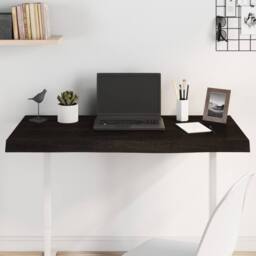 Berkfield Home Table Top Dark Grey 100x60x(2-6) cm Treated Solid Wood Oak in Dark Brown - thumbnail 2