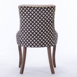 Modern Home Touch Bewley Set of 6 Vintage Linen Upholstered Kitchen Dining Chairs with Oak Wood Legs Black in Beige - Size: 6 Pack - thumbnail 8