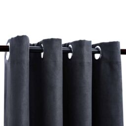 Berkfield Home Blackout Curtains with Metal Rings 2 pcs Anthracite 140x175 cm - thumbnail 3